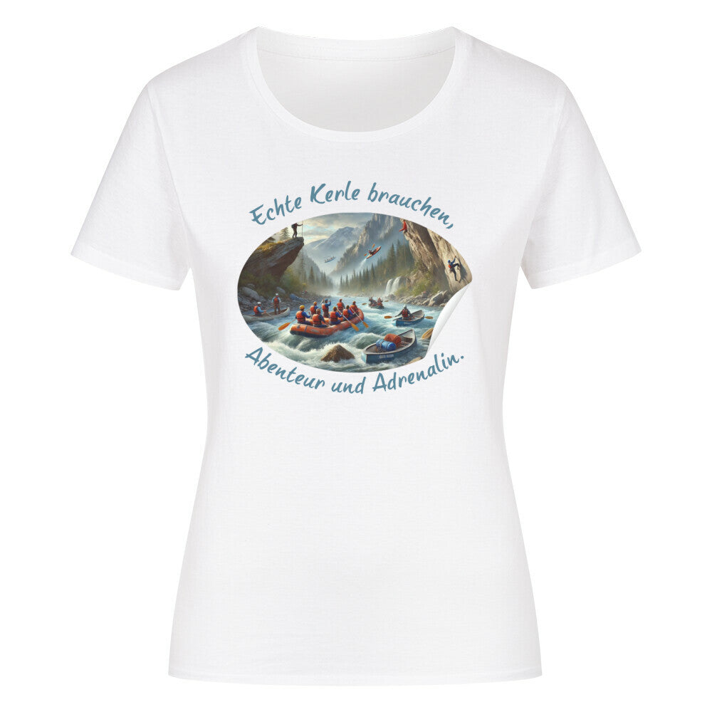 Organic Abenteuer Ladys Shirt, "Abenteuer und Adrenalin" weiß