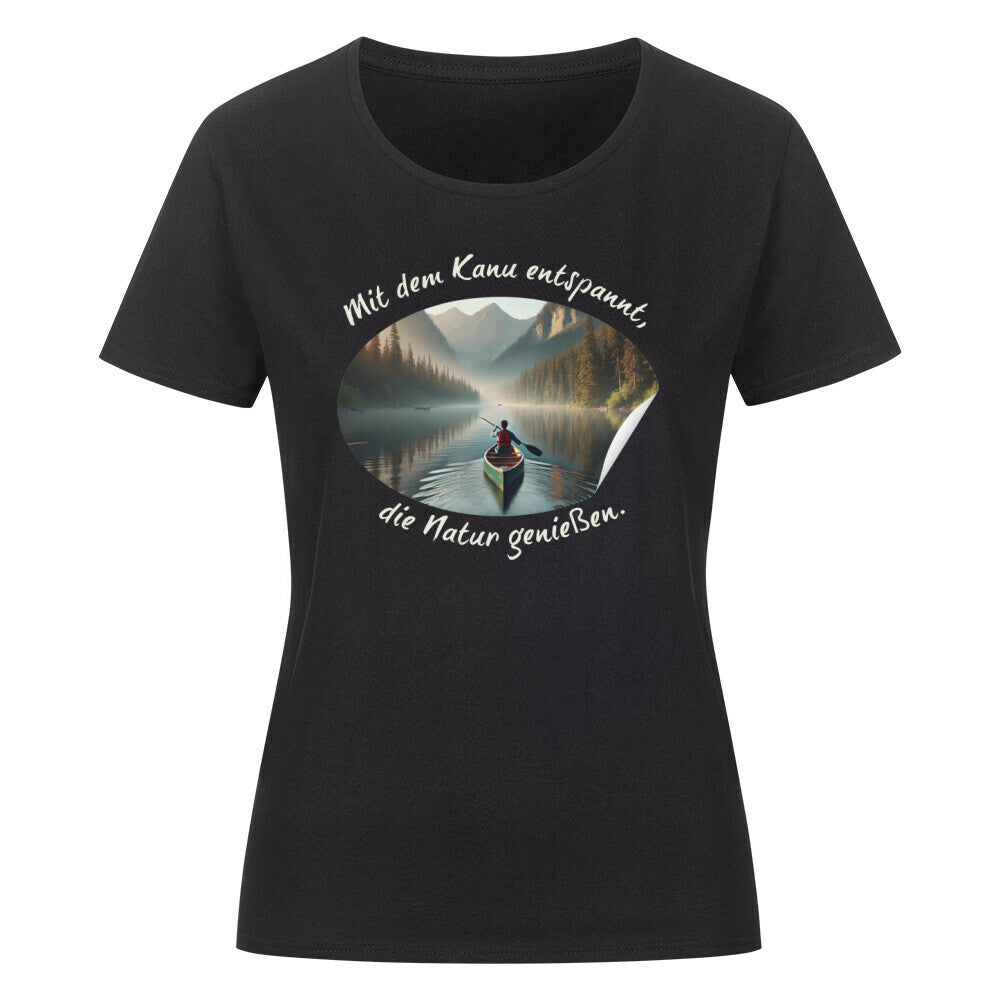 Organic Abenteuer Ladys Shirt, "Mit dem Kanu" schwarz