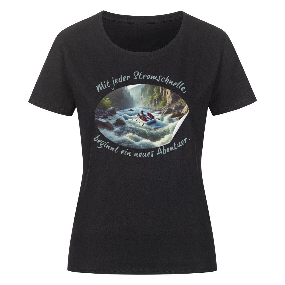 Organic Abenteuer Ladys Shirt, "Wildwasser Rafting" schwarz