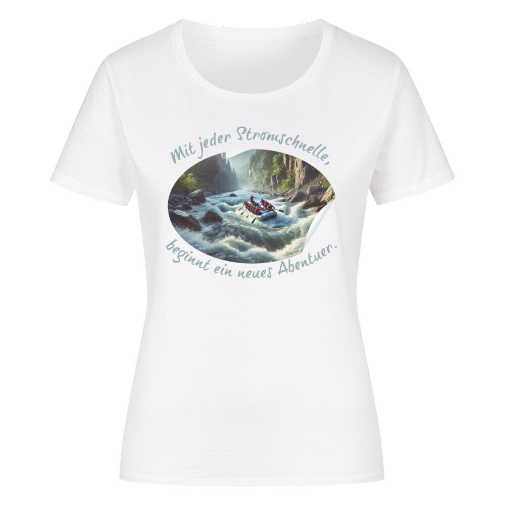 Organic Abenteuer Ladys Shirt, "Wildwasser Rafting" weiß