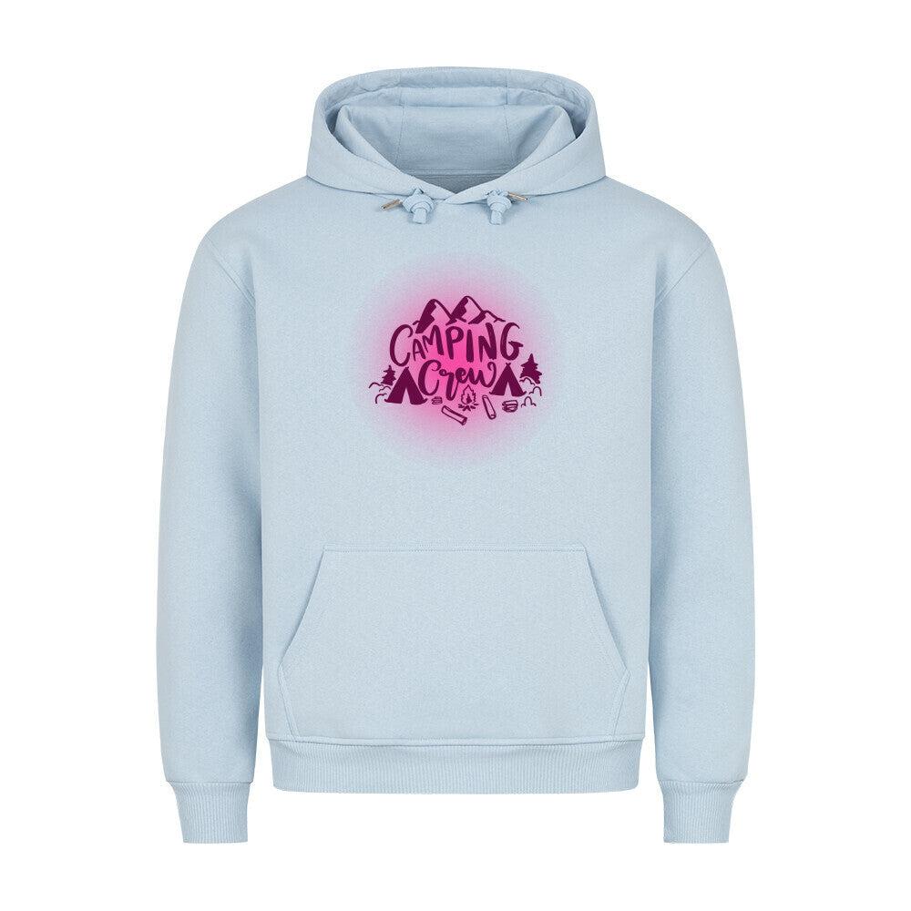 Premium Sprüche Hoodie, "Camping Crew" Pink print, Babyblue