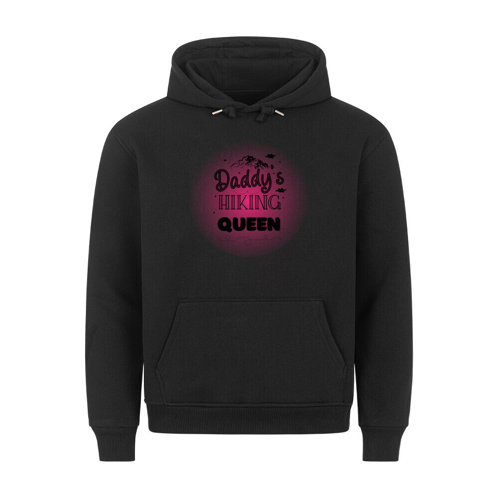 Premium Sprüche Hoodie, "Daddys Hiking Queen" Pink print, schwarz