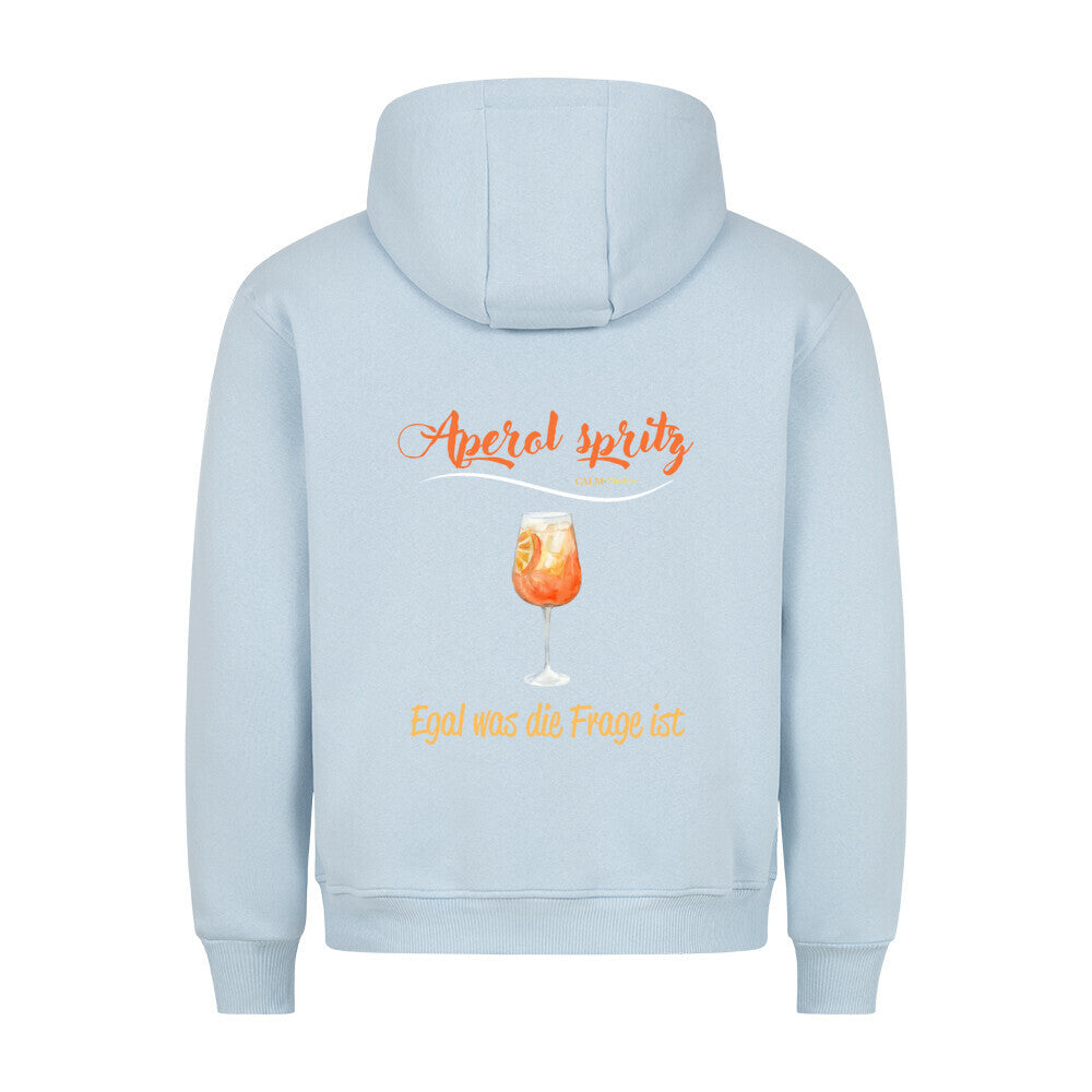Premium Sprüche Hoodie, "Aperol spritz" Backprint, Babyblau